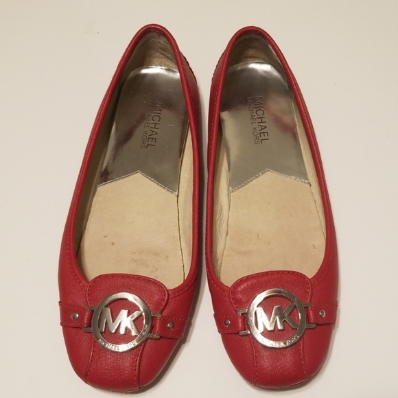 michael kors red flat shoes